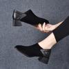 Zapatos de Tacón Medio de una Sola Capa para Mujer 2023 Otoño Nuevos Estilo Europeo y Americano Boca Profunda Punta Redonda Tacón Cuadrado Zapatos de Moda Personalizados para Mujer de Cuatro Estaciones