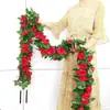 Enredadera de rosas flores artificiales para decoración, cubriendo tuberías de aire acondicionado interiores, embelleciendo tuberías de calefacción, hojas verdes de plástico, flores pequeñas falsas