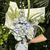 Ramo de tallos de chenilla rosas tejido a mano paquete de material DIY para mejor amiga novia lirio regalo del Día de San Valentín