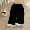 Novas calças boca de sino de renda para meninas de outono, estilo coreano, estilosas e emagrecedoras, calças compridas casuais para meninas, calças infantis de primavera e outono