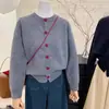 Cardigan de Punto Estilo Coreano Otoño e Invierno 2026 Dulce Juvenil con Botones de Corazón para Mujer, Suéter Abrigo Versátil de Cuello Redondo Nuevo