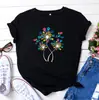 Verano 2023 nuevo top de manga corta camiseta con estampado de color serie Día de la Madre top de manga corta T