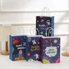 Saco de Presente com Logo Estampado de Astronauta Espacial Planeta Cósmico Saco de Papel Kraft Colorido Sacola de Compras