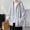 Nova coleção outono e inverno: moletom com zíper masculino, peça externa solta e casual estilo Hong Kong, top com capuz simples e versátil, estiloso
