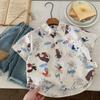 Camisas de Manga Corta para Niños 2025 Verano Nuevas Camisas Casuales Coreanas para Niños Tops de Dibujos Animados para Bebé Ropa de Protección Solar