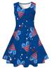 Transfronteiriço Mais Vendido Casual Solto Americano Amor Estrelas Impressão Digital 3D Doce Meninas Sem Mangas Vestido de Princesa