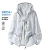 Roupa de Proteção Solar Lulu Ice Silk Respirável Anti-UV Estilo Montanha para Pesca ao Ar Livre para Homens e Mulheres, Jaqueta Skin com Capuz de Caimento Solto