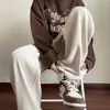Calça casual retrô americana masculina estilo outono e inverno, além de calças esportivas de veludo damasco, calças largas e de perna larga da marca da moda