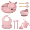 Tazón para Comida de Bebé Especial para Niños Pequeños Comer Zorro Silicona Cena Tazón Infantil Vajilla Traje Madre e Hijo