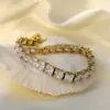 Pulsera Personalizada de Color Personalizado con Circonita Cúbica Pulsera Tenis de Acero Inoxidable 316 Sentido de Diseño de Nicho Joyería de Mano Venta Directa de Fábrica