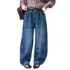 Calça Jeans Outono e Inverno para Meninas 2026 Novo Estilo Coreano Casual para Crianças Médias e Grandes Calças Compridas Acolchoadas com Lã Patchwork