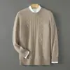Suéter Pulôver Masculino de Lã Pura com Tranças, Novo para o Inverno 2025, Direto do Fabricante, Malha Solta e Casual