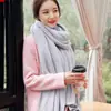 Cachecol feminino outono e inverno popular na Coreia do Sul cor sólida cachecol de lã tricotado em cashmere unissex fácil de combinar atacado de fábrica
