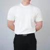 Camiseta branca de manga curta para homens, algodão puro, corte justo, gola redonda, camiseta básica lisa de manga curta para fitness para homens e mulheres, verão