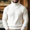 Suéter para hombre, tejido elástico europeo y americano, suéter de cuello alto a rayas verticales, camiseta básica de color liso para hombre en stock transfronterizo, talla grande