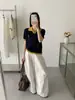 Top Adelgazante de Manga Corta con Cuello Polo Estilo Coreano para Mujer, Nuevo de Verano 2026 Camisa de Punto Suelta Versátil con Bordado de Caballito