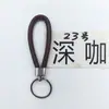 Cordón de cuero simple cuerda redonda PU llavero soporte para llaves de coche accesorio colgante para bolso anillo redondo colgante de regalo