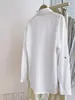 Ropa de mujer europea y americana 2026, transfronteriza, versátil para todas las estaciones, con botones metálicos, bolsillos, manga larga, cuello, talla grande, top de camisa