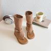 Sandalias de Verano 2026 de Moda Caliente para Niña, Punta Redonda, Tira de Hebilla para Dedo del Pie, Exteriores, Media Pantorrilla, Zapatos Romanos para Niña, Modernos