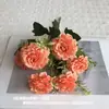 Ramo pequeño de hibisco de 6 cabezas de flores artificiales flores de comercio exterior transfronterizo decoración de hogar exterior flores artificiales flores de boda