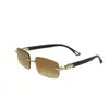 Gafas de Sol Metálicas Sin Marco con Borde Cortado Único, Lentes de Hombre de Moda Europeas y Americanas, Gafas para Conducir con Protección UV