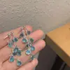 Brincos de Franja com Zircônia Azul Glacial Estilo Nicho Fresco Versátil de Verão Brincos Frontais e Traseiros Estilo Férias