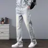 Jeans para hombre holgados rectos cintura elástica pantalones para niño modernos combinan con todo pantalones casuales resistentes al desgaste pantalones de trabajo