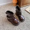 Botas Martin de Media Caña con Hebilla de Remache Moda Infantil Otoño 2026 Nuevas Botas de Cuero Casual de Moda con Suela Suave para Niñas