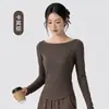 Ropa de Yoga Transpirable de Modal Manga Larga para Mujer Suave Cómoda Top de Fitness Ajustado Moldeador Camiseta Deportiva de Pilates