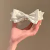 Pinza Banana de Lunares de Doble Capa de Satén con Lazo, Pinza Vertical de Alto Nivel y Elegante para Cola de Caballo Alta, Nuevo Accesorio para el Cabello de Primavera y Verano