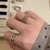 Anillo de Encaje con Diamantes Brillantes, Diseño Minimalista Vintage Hueco, Estilo de Lujo Ligero, Socialité de Nicho, Dulce Estilo Francés, Lleno de Diamantes, Sensación de Alta Gama