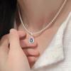 Jiao Ren Lenguaje/Diario de Blues Zhengyuan Shi Jia Perla Aguamarina Otoño e Invierno Circonita Plata Brillante Collar Femenino