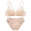 Suporte Macio Sexy Push-Up Costas Bonitas Conjunto Íntimo Sem Aro Laço Flor Face Buraco Respirável Conjunto de Sutiã