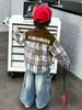 Ropa de Primavera y Otoño para Niños Camisa Estilo Coreano Infantil Guapo Moderno Cuadros Casual Pequeños y Medianos Niños Top Versátil Chaqueta