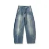 Yidao Vintage 2026 Otoño Nuevo Retro Americano Patchwork Desestructurado Lavado Desgastado Pierna Ancha Curva Jeans para Hombre