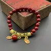 Producto popular de transmisión en vivo: Pulsera de cinabrio, accesorio auspicioso y de la suerte, colgante que atrae la fortuna, pulsera de arena de oro púrpura de bajo contenido