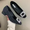 Elegantes Zapatos de Mujer Estilo Francés con Forro de Pedrería y Tacón Grueso, Novedad Otoño e Invierno 2025, Punta Cuadrada, Boca Baja, Zapatos de Lana con Tacón Alto y Peluche