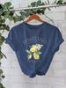 Estación Independiente Europea y Americana Transfronteriza Elegante Camiseta para Mujer en Stock Estampado de Flores de Limón Positano Verano Nueva de Manga Corta