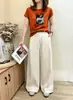 Suministro directo de camisetas de algodón acanalado de 220g para mujer desde la fábrica de origen, tops de manga corta ajustados para el verano, Trece Líneas de Guangzhou