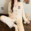 Snoopy Dibujos Animados Patrón Popular de Internet Verano Seda de Leche Manga Larga Pantalones Cómodo Cálido Ropa de Casa al por Mayor