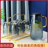 Jarra de Vidrio de Alto Borosilicato con Patrón de Mármol Negro, Jarra para Jugos, Jarra de Vidrio para Té de Flores, Jarra para Agua Fría, Diseño Moderno y Sencillo
