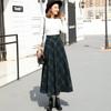 Foto real 2023 nueva falda de cuadros de otoño e invierno para mujer falda línea A larga talla grande vestido de lana falda de vuelo grande