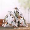 Nueva Bolsa de Almacenamiento de Juguetes Infantiles de Lino Estampado de Dibujos Animados Linda, Bolsillo de Lino, Algodón y Lino, Cordón, Vida Dispersa