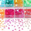 Lentejuelas de mariposa de color caramelo de 12 colores, lentejuelas para uñas de color mixto en caja independiente de cuadrícula de 3 mm, joyería