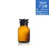 Frasco Reagente de Boca Larga Transparente com Boca Fosca para Dispensar Frasco Espessado de Algodão com Álcool Frasco Reagente Marrom-Chá de Vidro