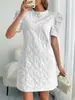 Venta Caliente Transfronteriza 2025 Amazon Temu Vestido Casual para Mujer con Mangas Abullonadas y Jacquard Texturizado