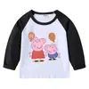 Camiseta de Algodón para Niños Primavera y Otoño Cerdo Ajustada al Hombro Cuello Redondo Manga Larga Camiseta Base para Niños y Niñas Camiseta de Bebé