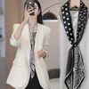 Cachecol de seda para primavera e outono, pequeno, longo, fino, decorativo, camisa, cachecol oblíquo, fino, estreito, proteção para o pescoço, cachecol coreano da moda