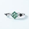 2024 nuevo estilo japonés y coreano moda personalizada anillo de musgo verde plata de ley 925 estilo ins nicho cuadrado joyería al por mayor