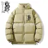 Moda Casual Americana Multi-Cor Opcional Acolchoada de Inverno Algodão Jaqueta Outono Urbano Tendência Marca Casal Gola Alta Casaco de Algodão